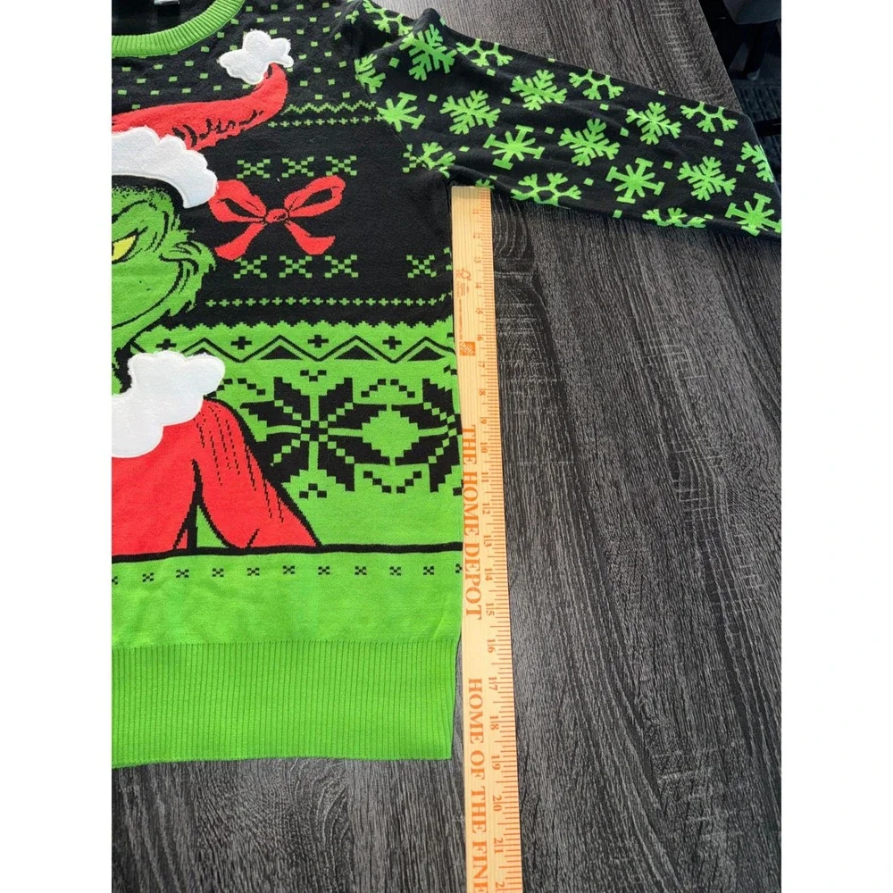 Dr Seuss The Grinch Ugly Christmas Sweater‎ Mens XXL Black Green Fair Isle NEW